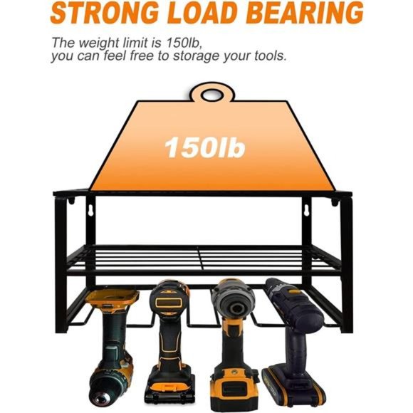 Power Tool Organizer, Wall Mounted Storage Rack, 150lb weight limit Heavy Duty - Picture 3 of 6